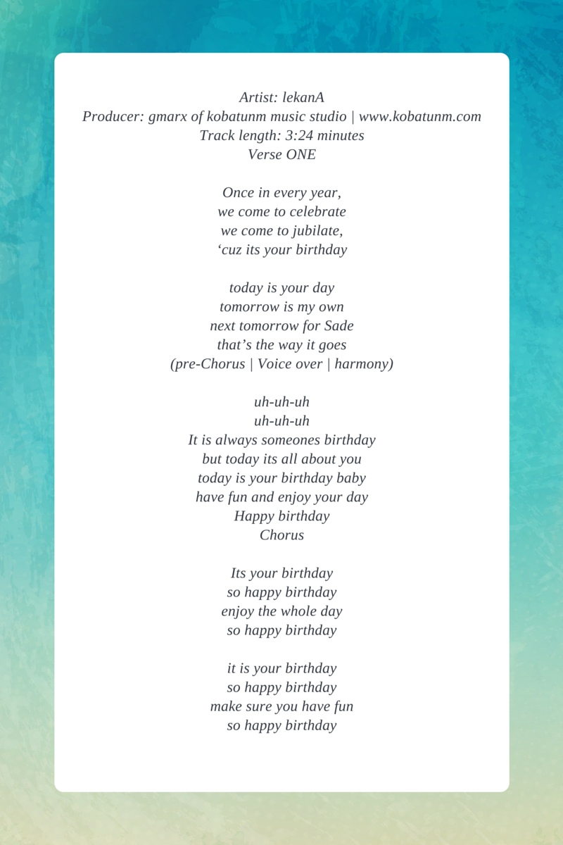 Lyrics of: Nigeria Birthday Song | It’s your Birthday (Happy Birthday)