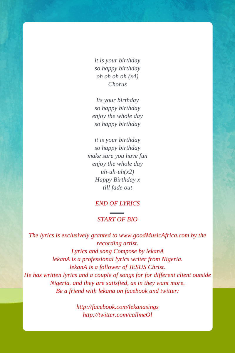 Lyrics of: Nigeria Birthday Song | It’s your Birthday (Happy Birthday)