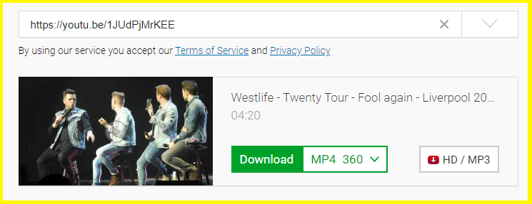 YouTube download Video HD (Videos not directly uploaded by Westlife channel works for this download method)
