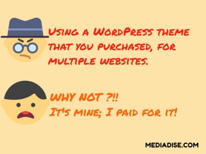 Using a WordPress theme, that you purchased, for, multiple websites.